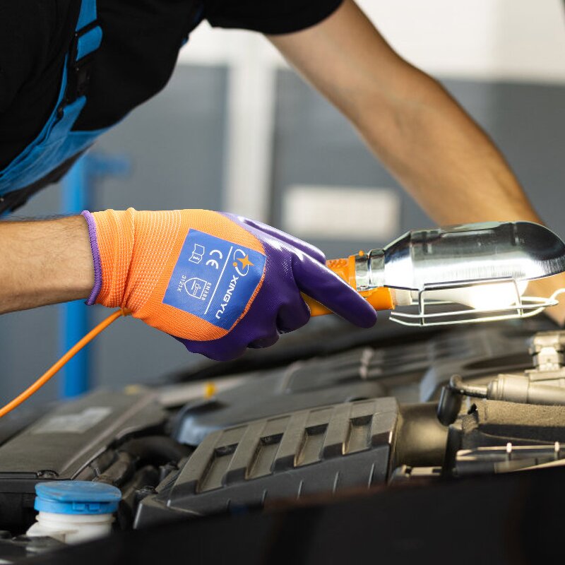 13-Gauge Nitrile-Coated Polyurethane Work Gloves Manufacturer - Factory Safety Nitrile-Coated with Oil Grip Hand Arm Protection