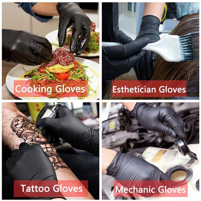 Black Disposable Tattoo Nitrile Gloves Manufacturer - Guantes De Nitrilo Powder Free Heavy Duty Disposable