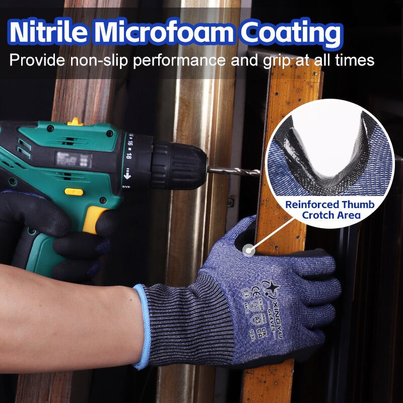 Protective Work Gloves Manufacturer - Cheap Hppe Nitrile Foam Cut-Resistant Oil & Anti-Static Hand Protection Safety Work