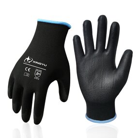 Custom CE Certificated PU Rubber Gloves Manufacturer - EN388 Black Garden Mechanic Flexible PU Coated Safety Work
