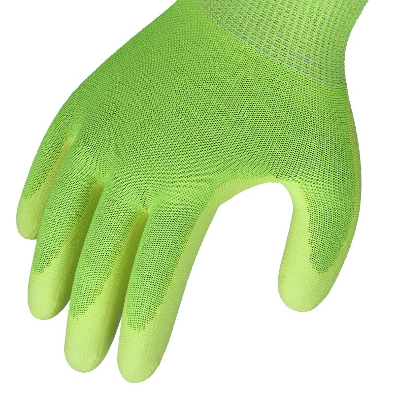 Custom Safety Work Gloves Manufacturer - Long Printed Fluorescent Yellow Green Thorn Proof Men's Gardening PU for Construction