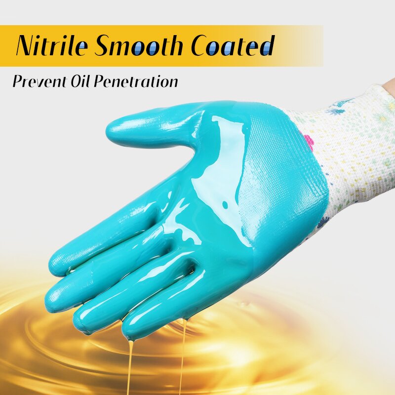 Custom Logo Blue 13 Gauge Nitrile Coated Gloves Manufacturer - Women's Work Safety Protective Anti-Slip Function Garden