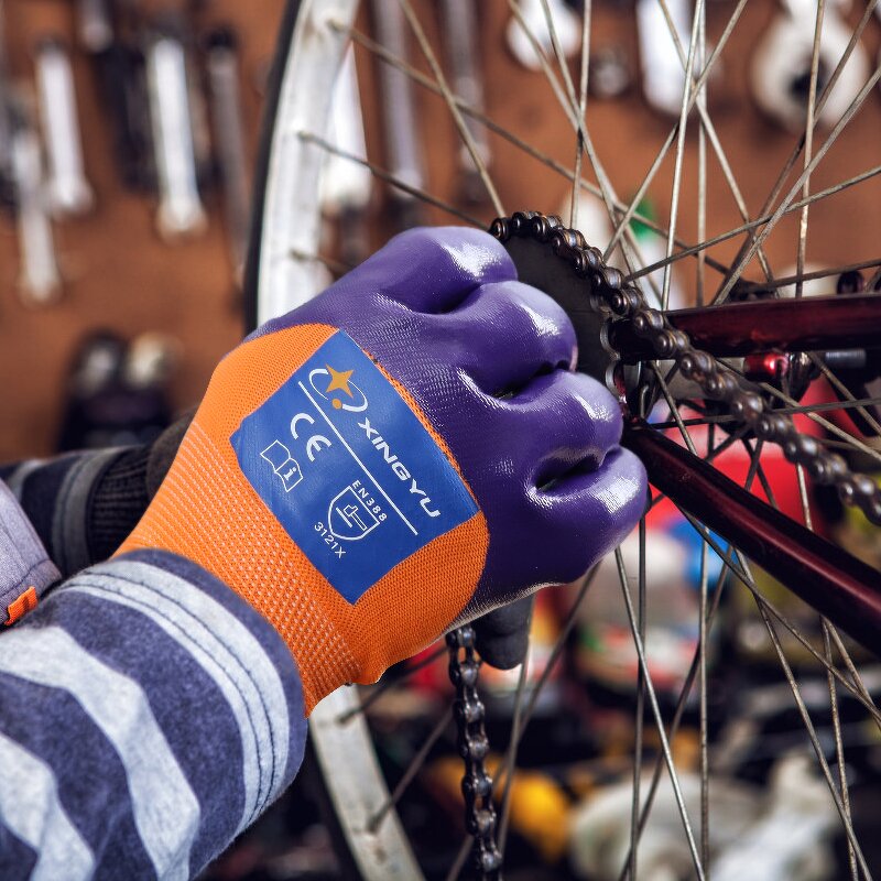 13-Gauge Nitrile-Coated Polyurethane Work Gloves Manufacturer - Factory Safety Nitrile-Coated with Oil Grip Hand Arm Protection