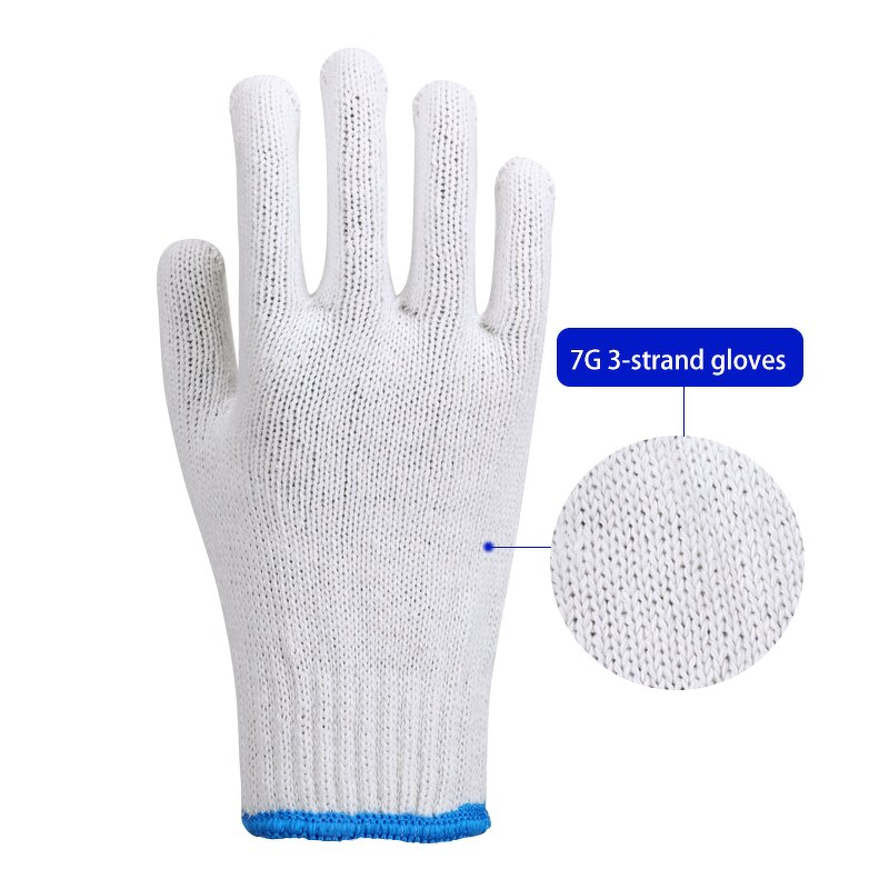 10 Gauge Anti-Slip White Cotton Knitted Safety Work Gloves Manufacturer - XL Size Factory Price Construction Food Dotted Glove