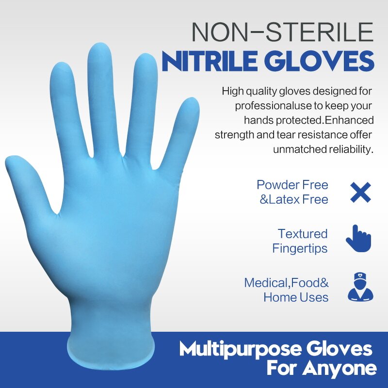 5Mil Disposable Nitrile Gloves Manufacturer - Powder Free Industrial Blue Wholesale Powder Free Waterproof Disposable