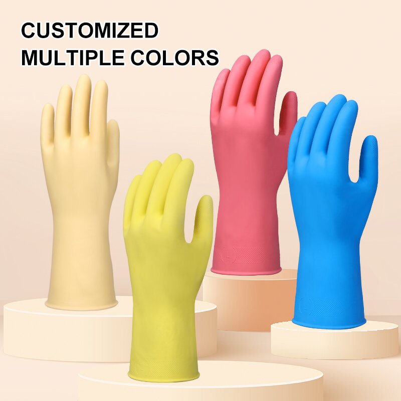 Latex Rubber Cleaning Gloves Manufacturer - Durable Cleaning Lined Kitchen Comfort Enhanced Kitchen Tasks Household