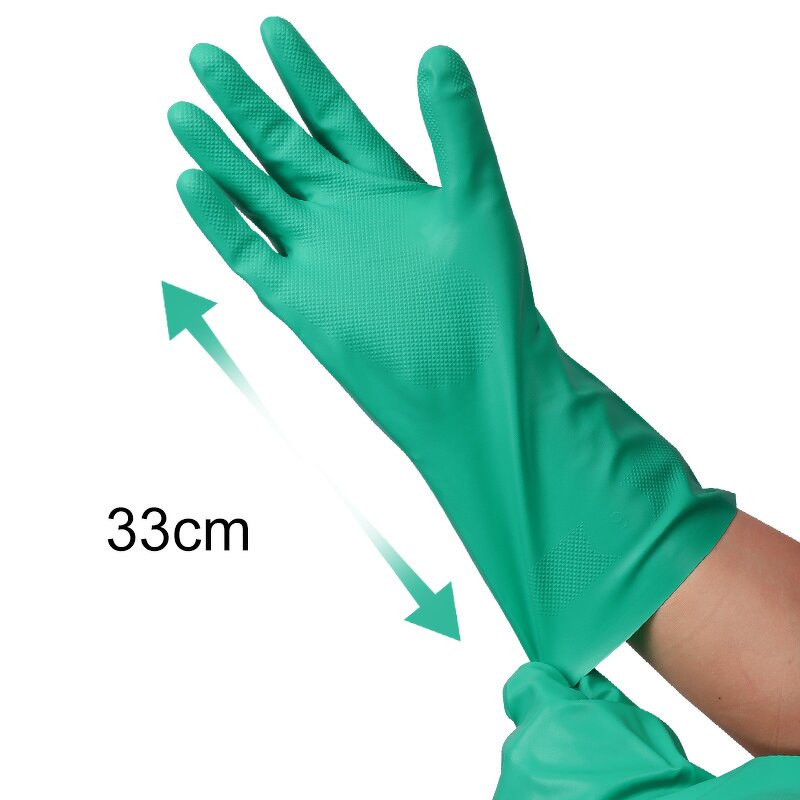 Heavy Duty Non slip Nitrile Gloves Manufacturer - Green Waterproof Soft Lined Rubber Latex Free Cleaning Comfortable Kitchen