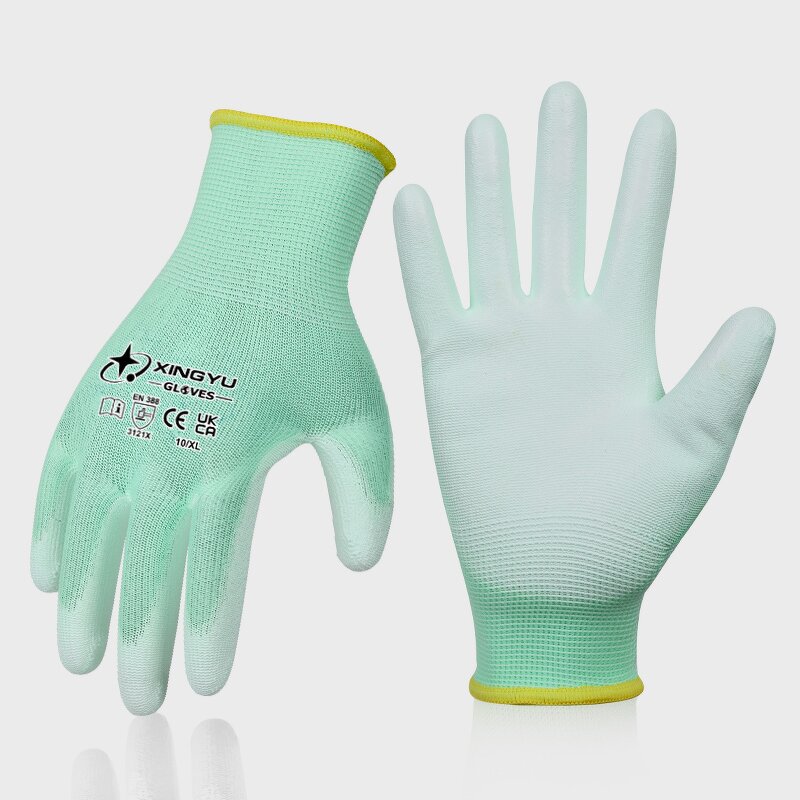EN388 Work Safety Gloves Manufacturer - Wholesale Custom Coated Construction Colour Waterproof PU Polyester Lining Anti-Static Function