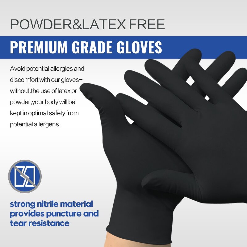 Work Safety Gloves Manufacturer - Wholesale Exam Black Nitrile Disposable 5Mil Cheap Price Box Powder Free
