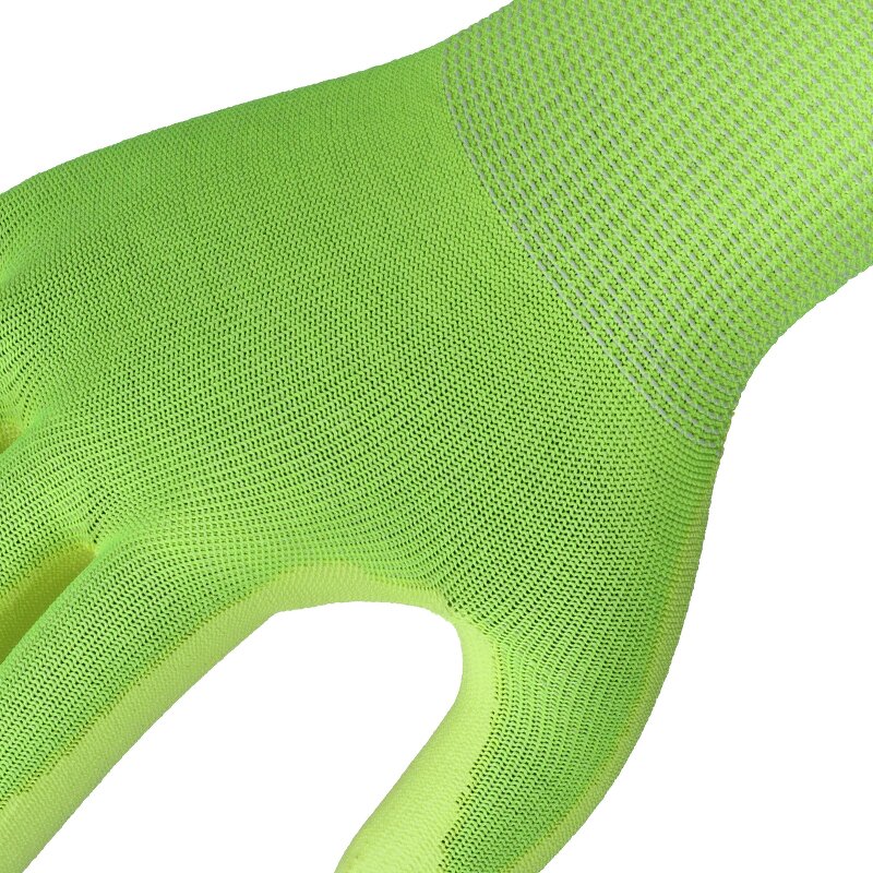 Custom Safety Work Gloves Manufacturer - Long Printed Fluorescent Yellow Green Thorn Proof Men's Gardening PU for Construction