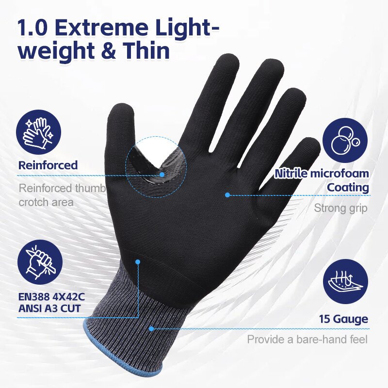 Protective Work Gloves Manufacturer - Cheap Hppe Nitrile Foam Cut-Resistant Oil & Anti-Static Hand Protection Safety Work