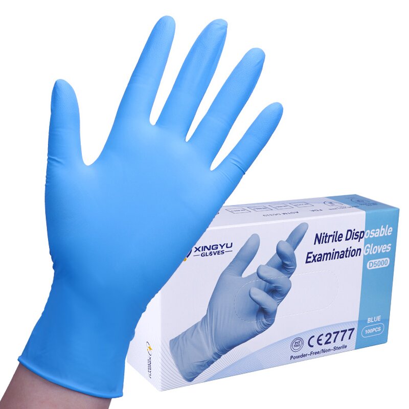 Waterproof Examination Disposable Nitrile Gloves Manufacturer - Powder Free Work Blue Gloves Blue Disposable Powder Free