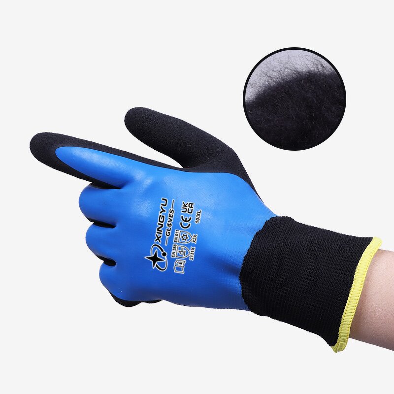 Anti-Slip Winter Gloves Manufacturer - Waterproof Double Liner Sandy Latex Warm Safety Work for Cold Weather Coated Work Winter