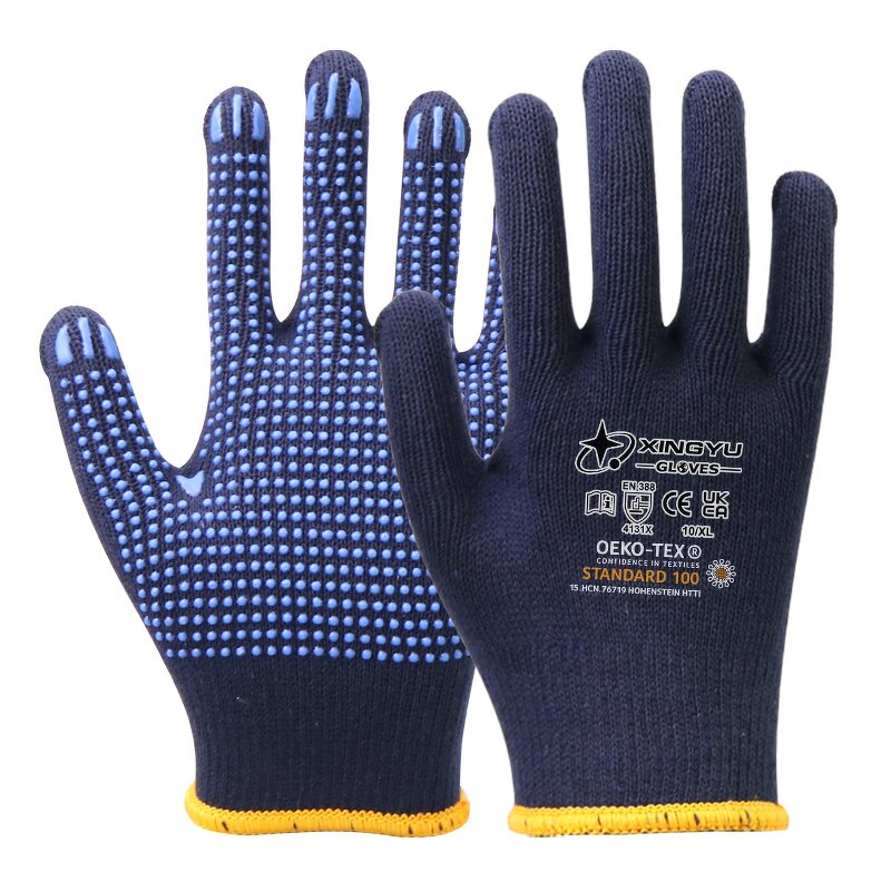 Cotton Knitted PVC Gloves with Dotted Rubber Grip Manufacturer - PVC Dotted Cotton Working Hand Dotted Construction Work Safety