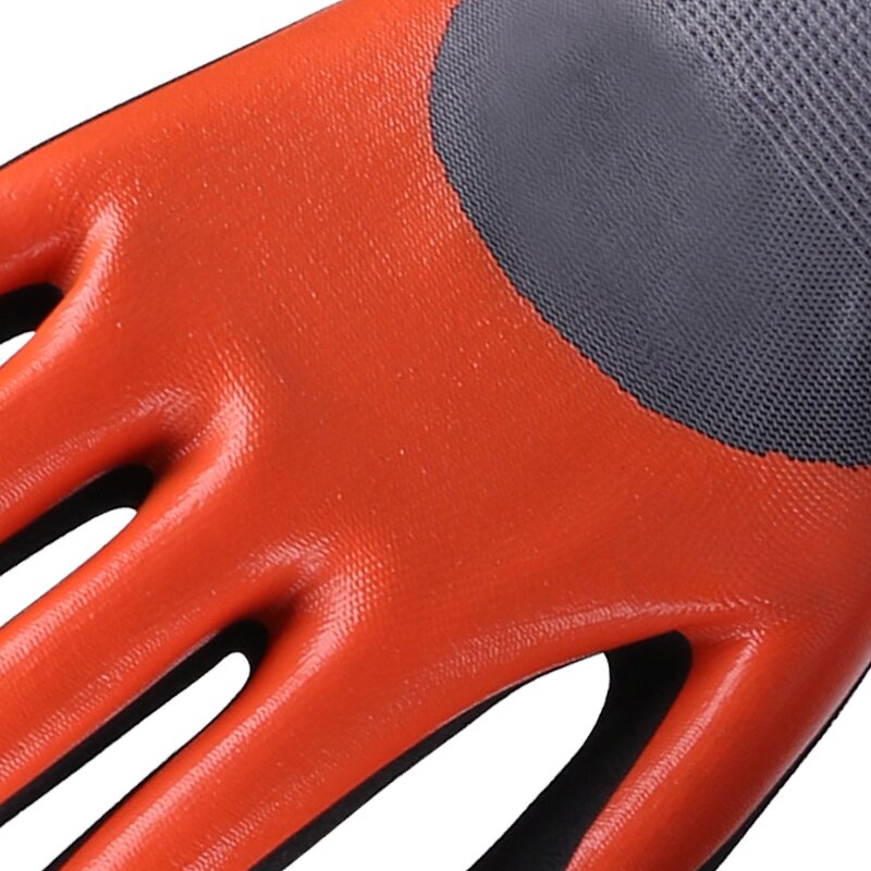 Work Glove Nitrile Waterproof Gloves Manufacturer - Red Polyester Black Construction Working Auto Mechanic Smooth Nitrile