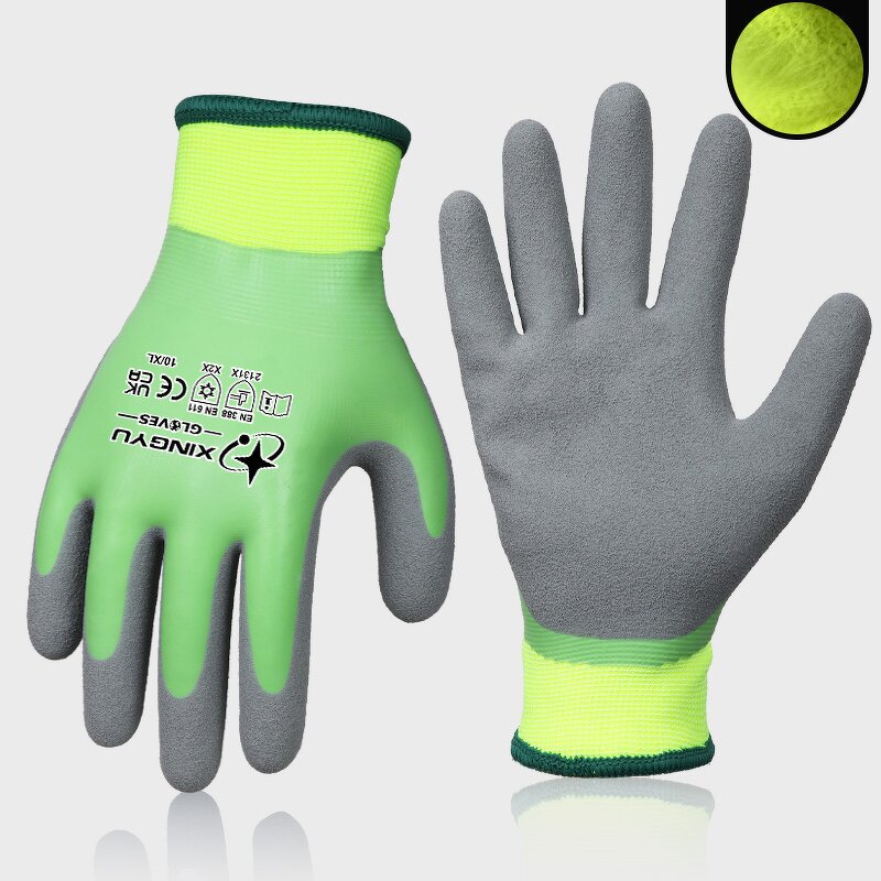 XL Double-Coated Latex Gloves Manufacturer - 15G Polyester Black Rubber Waterproof Winter Work Cotton Cold Proof Half-Coated