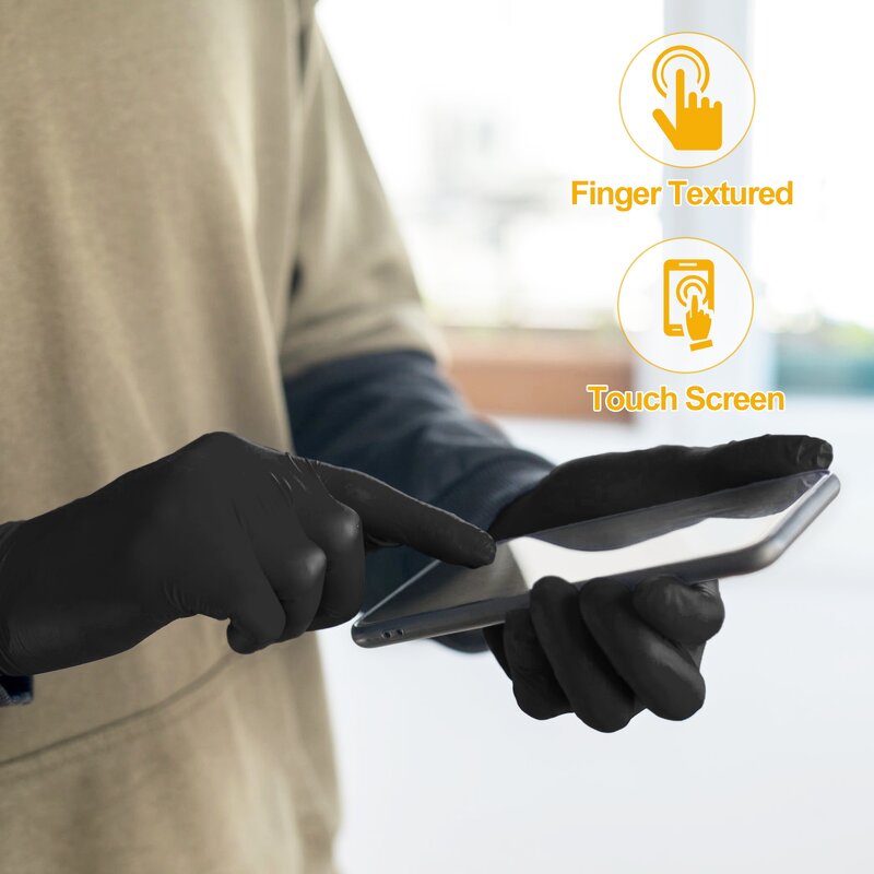5Mil Black Disposable Flexible Tattoo Nitrile Gloves Manufacturer - Guantes De Nitrilo Powder Free Disposable Diamond