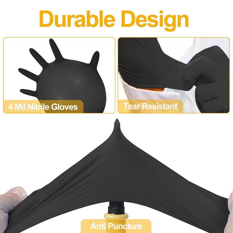 5Mil Black Disposable Flexible Tattoo Nitrile Gloves Manufacturer - Guantes De Nitrilo Powder Free Disposable Diamond