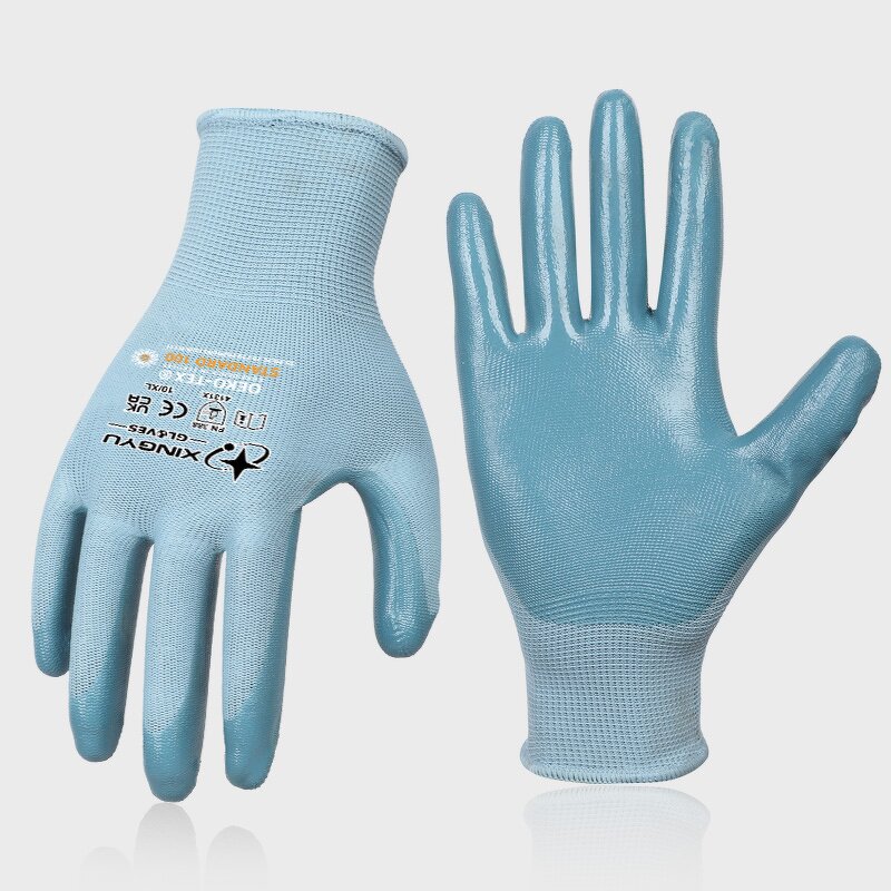 XL Nitrile Coated Gloves Manufacturer - Construction General Purpose Safety Anti-Slip Breathable Custom Work Safety
