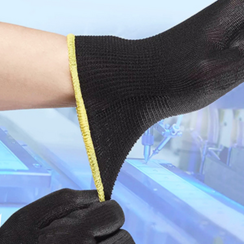 CE Certificated Work Gloves Manufacturer - Black PU with Nylon Lining EN388 Safe for Garden Mechanic Home Improvement & Cleaning