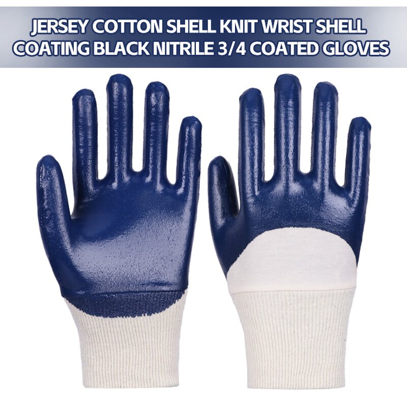 Fully Nitrile Coated Work Gloves Manufacturer - High Performance Ribbed Cuff Chemical Resistant Safety Anti-Slip Function Cotton XL