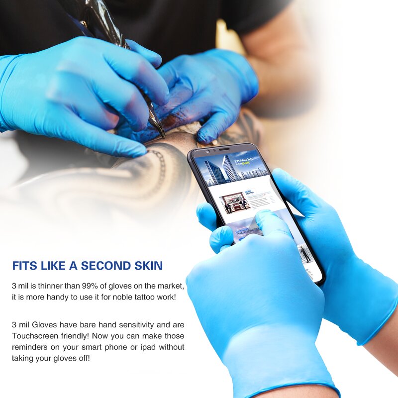 Nitrile Tattoo Beauty Gloves Manufacturer - High Quality Blue Disposable Nitrile Gloves Box Powder Free