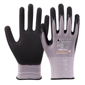 Tiger Mouth Reinforced Nitrile Spray Work Safety Gloves Manufacturer - Salt Frosting Cut Resistant Labor Protection for Construction Workers