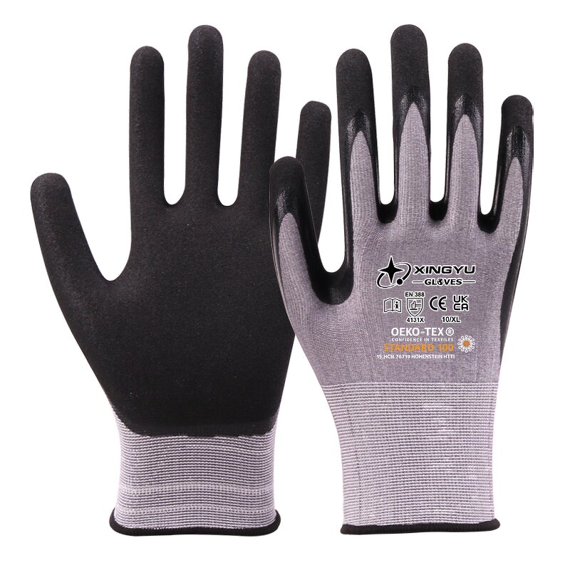 Tiger Mouth Reinforced Nitrile Spray Work Safety Gloves Manufacturer - Salt Frosting Cut Resistant Labor Protection for Construction Workers