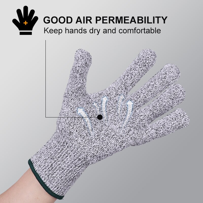 XL Safety Work Gloves Manufacturer - Anti-Cut Level 5 Top Abrasion Resistance Non-Slip Welding Latex Protective Made HPPE Cotton