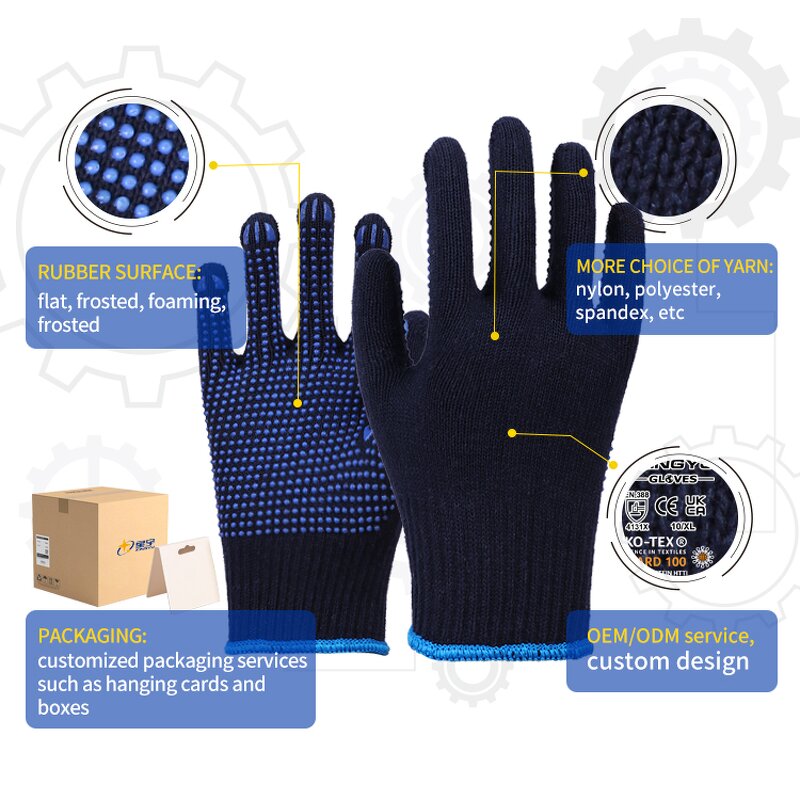 Best Wholesale Price PVC Dotted Work Gloves Manufacturer - Custom Dipped Safety Cotton Cloth Working Anti Slip PVC Dot Safety