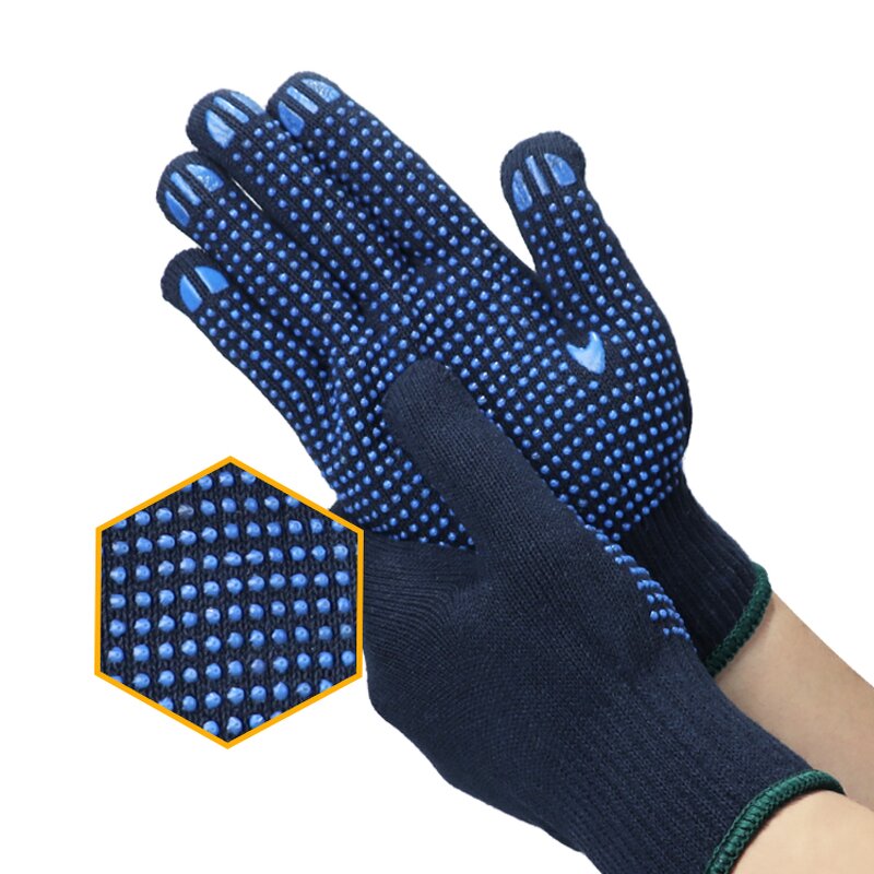 Blue Cotton PVC Dots Gloves Manufacturer - Anti-Slip Cotton PVC Dots Safety Household Garden Construction Food Safety Work