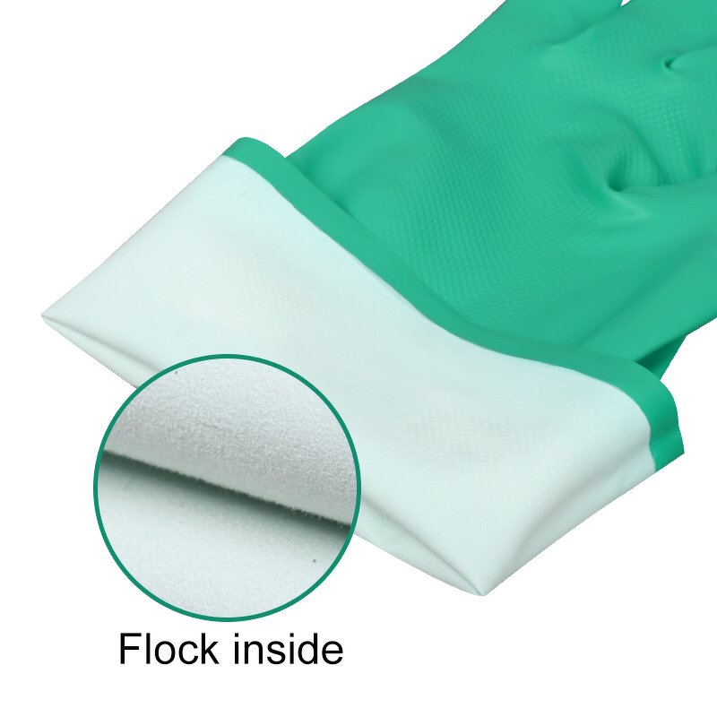 Heavy Duty Non slip Nitrile Gloves Manufacturer - Green Waterproof Soft Lined Rubber Latex Free Cleaning Comfortable Kitchen