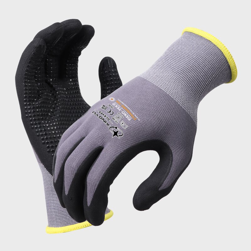 EN388 15 Gauge Nylon Nitrile Foam Garden Gloves Manufacturer - Spandex Nitrile Foam Coated Dotted Work Safety