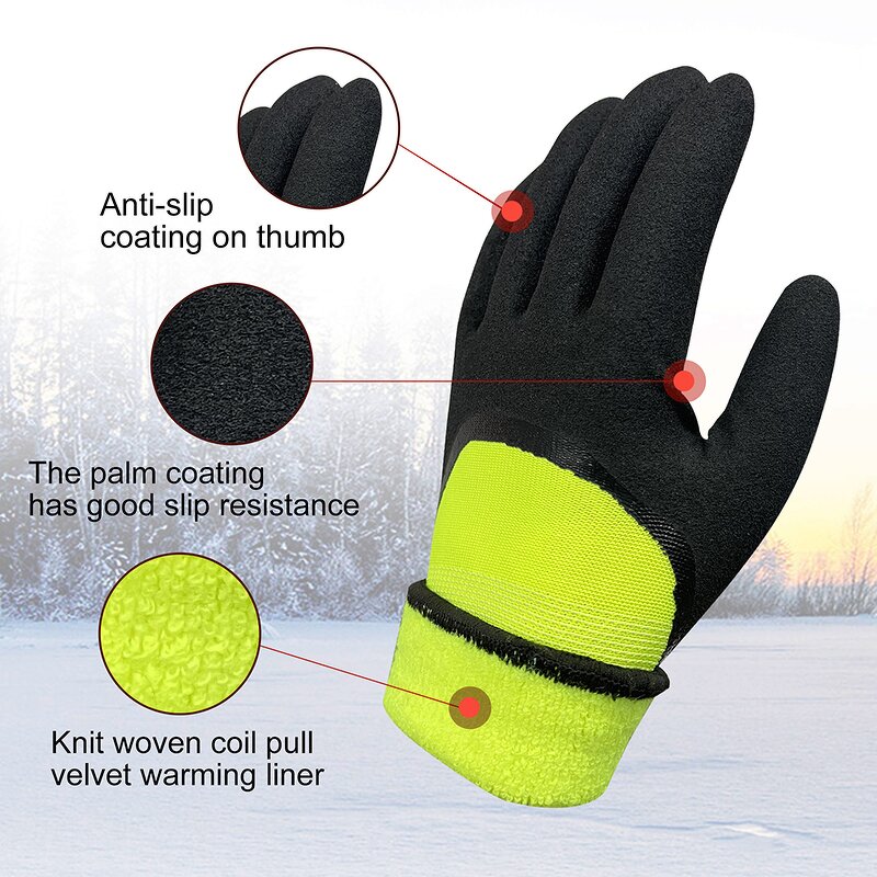 Heavy Duty Winter Work Gloves Manufacturer - Latex Coated Fishing with Cold Resistance Wholesale Safety