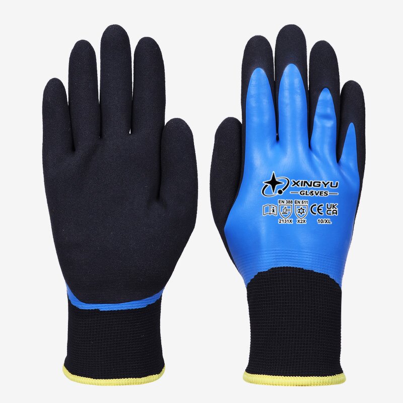 Anti-Slip Winter Gloves Manufacturer - Waterproof Double Liner Sandy Latex Warm Safety Work for Cold Weather Coated Work Winter