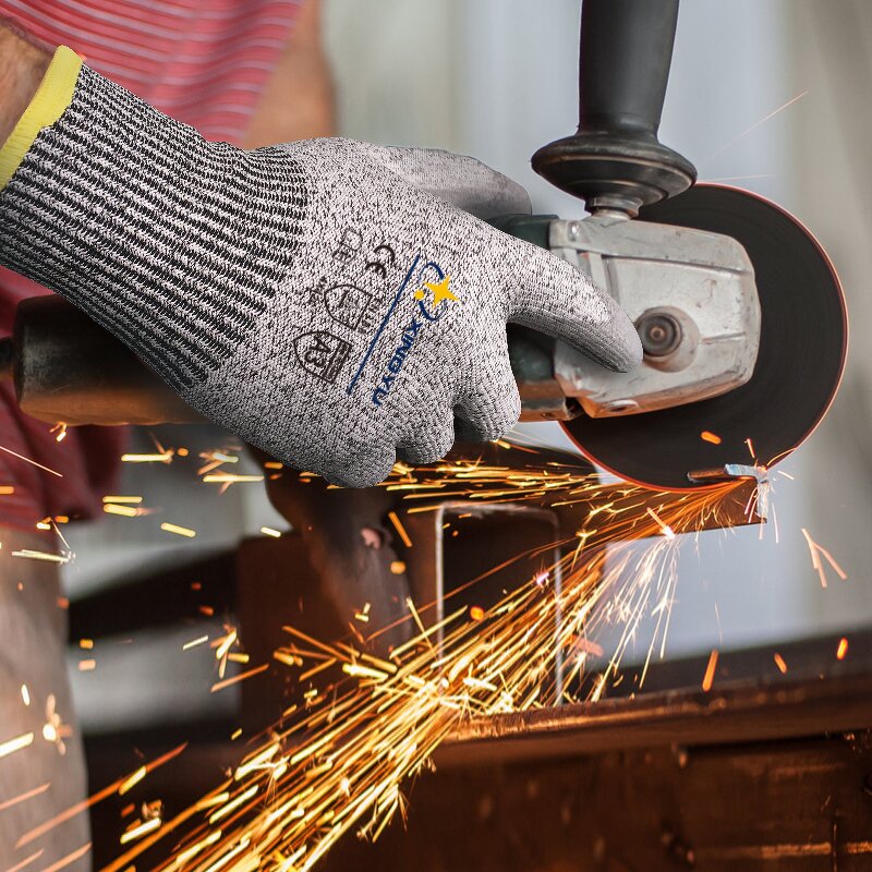 13 Gauge HPPE Shell PU Coated Cut Resistant Glove Manufacturer - Level 5 Safety Work Knitted HPPE Anti-Cut PU HPPE
