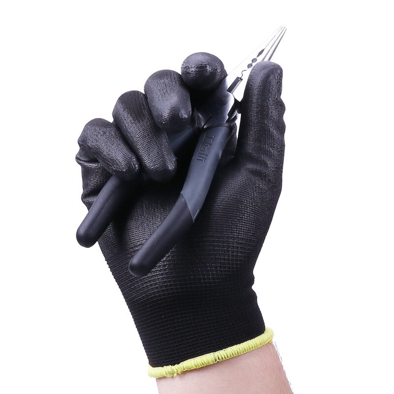 Custom CE Certificated PU Rubber Gloves Manufacturer - EN388 Black Garden Mechanic Flexible PU Coated Safety Work