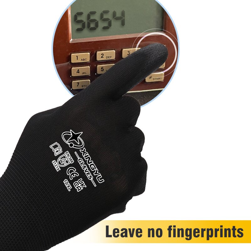 Custom Gloves With Logo Manufacturer - 13 Gauge Polyester PU Coated Mechanic Home Work Safety Protective