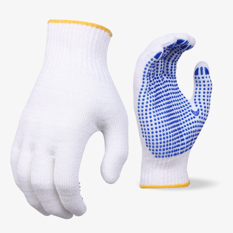 7 Gague Safety Cotton Thread Gloves Manufacturer - Wholesale Hand Work Safety Cotton Working Pvc Dots Safety