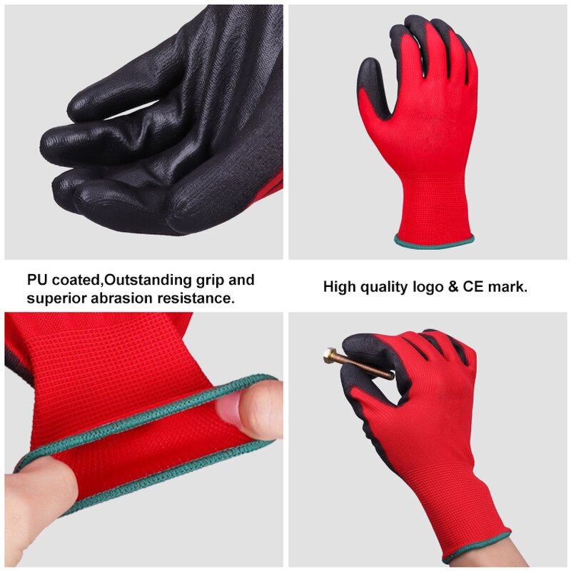 Safety Gloves Manufacturer - Wholesale CE EN388 PU Coated Garden Construction Thin Flexible Electronic Work PU