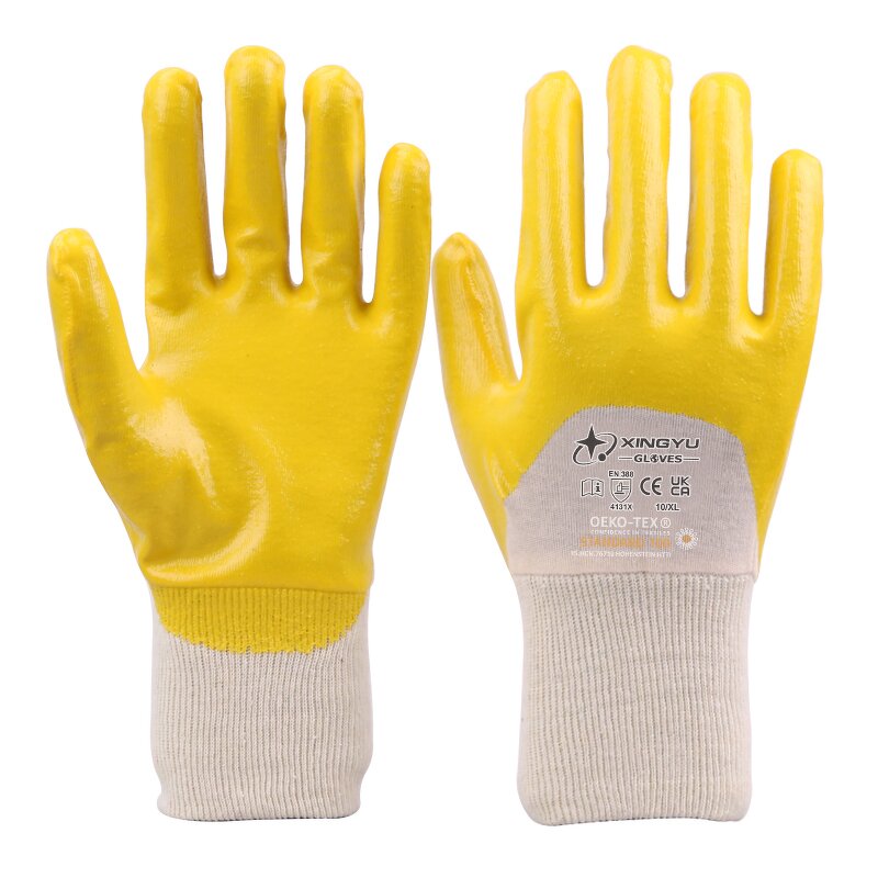 Working Gloves Manufacturer - Xingyu 13G U3 Polyester Shell Smooth Nitrile Palm Work Safety Cotton