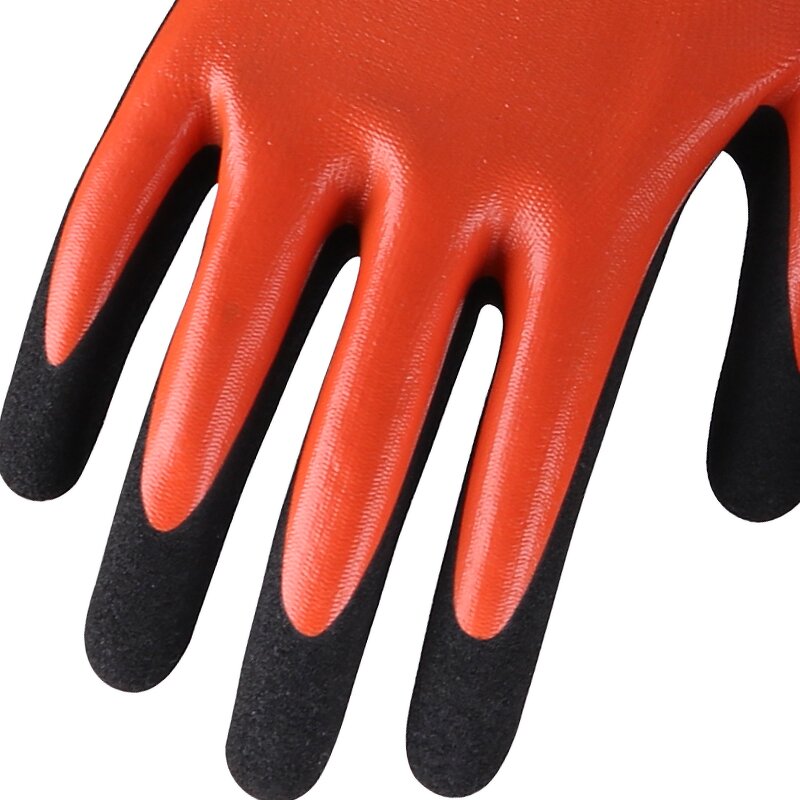 Work Glove Nitrile Waterproof Gloves Manufacturer - Red Polyester Black Construction Working Auto Mechanic Smooth Nitrile