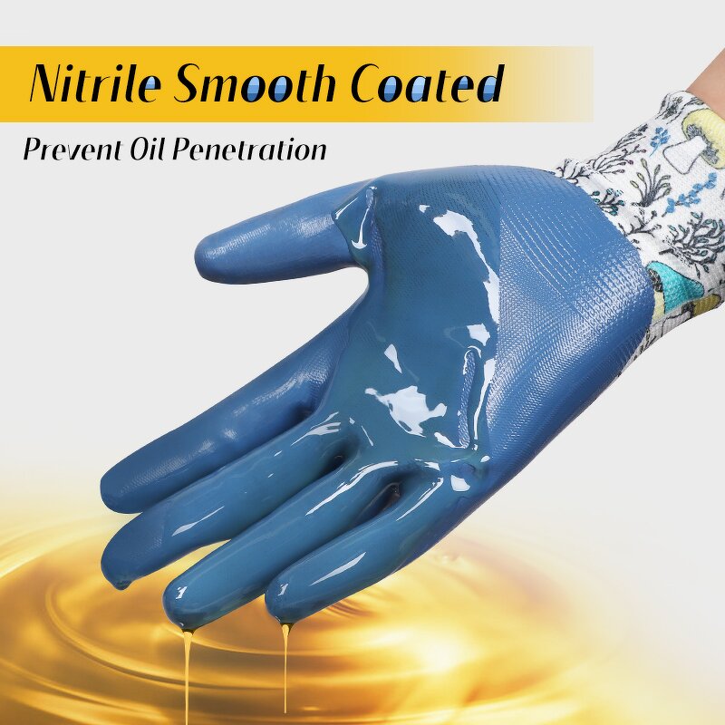 Women's Custom Anti-Slip Gardening Gloves Manufacturer - Nitrile Coated Knitted Dipping for Garden Work Safety Hand and Arm Protection