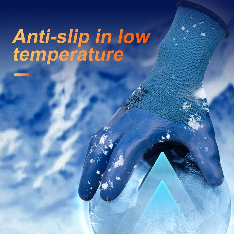 Men Warm Hand Work Gloves Manufacturer - Winter Waterproof Latex Embossed Coated Anti slip Warm Winter Cold