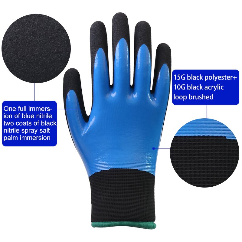 Men's Waterproof Winter Work Gloves Manufacturer - Oil Safety Latex Coating Anti-Cut Anti-Slip Touch Latex Coated Winter