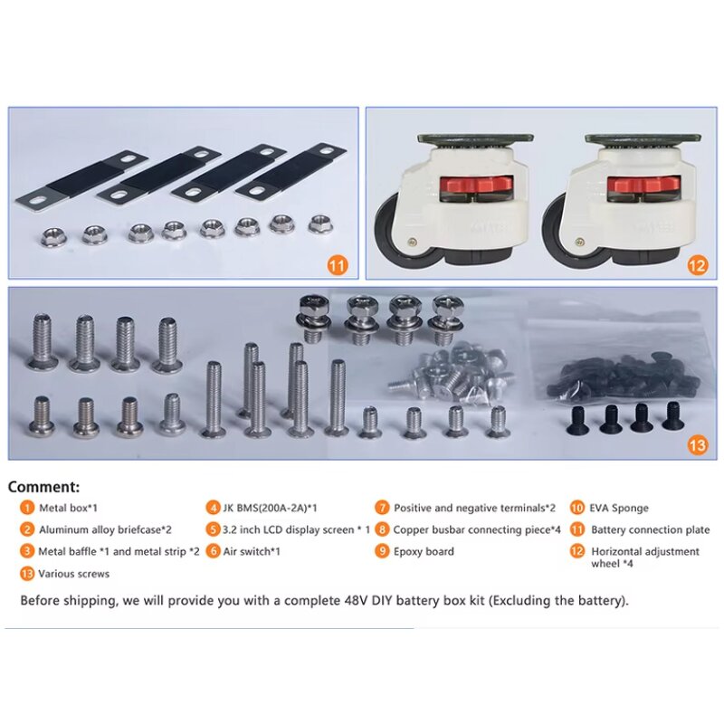 Battery Kit Manufacturer - 48v for 16S 280Ah-314Ah Standing Type Box with 150A 200A JK BMS