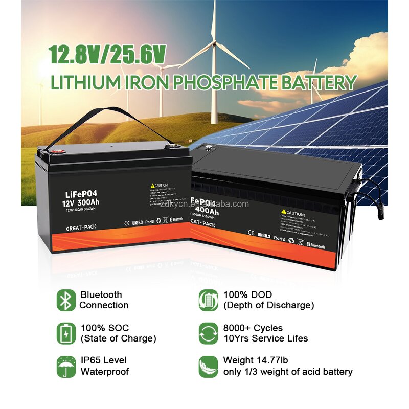 Lithium Ion Battery Pack Manufacturer - Waterproof 12V 600Ah Deep Cycle LiFePo4 100Ah-400Ah Bluetooth