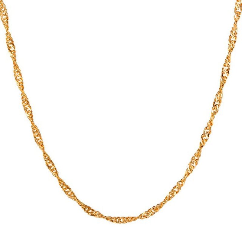 Stainless Steel Water-wave Chain Manufacturer - 100meters/roll 2mm Wide Non Tarnish 18K Gold Plated Singapore Necklace for DIY Jewelry Making