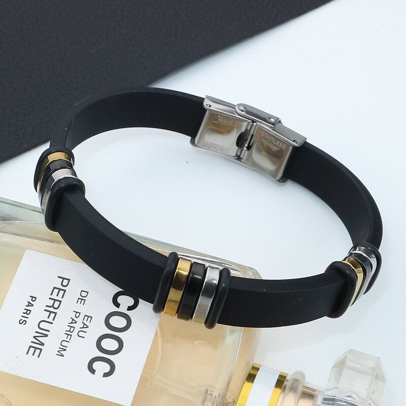 Stainless Steel Silicone Wristband Bracelet Manufacturer - Promotion Gifts Wholesale Custom Fashion Jewelry Blank With Laser logo