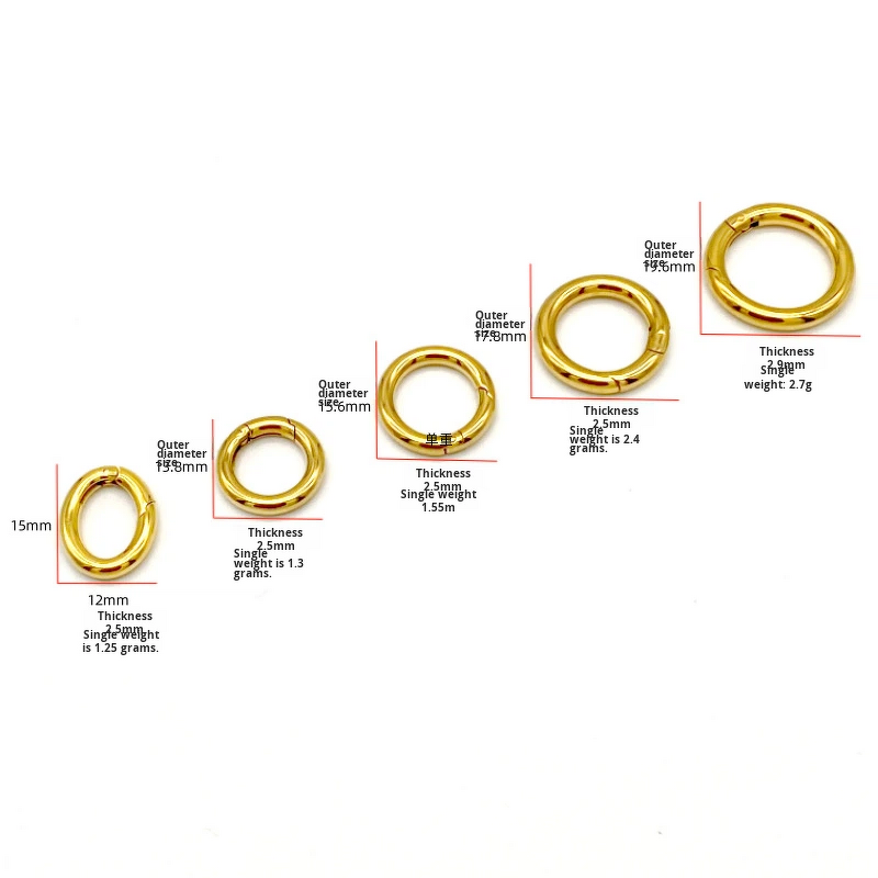 Spring Buckle Manufacturer - 316L Stainless Steel Bag Keychain Open Ring Vacuum Gold Plated Electroplated Round Clasp for Handbags Accessories